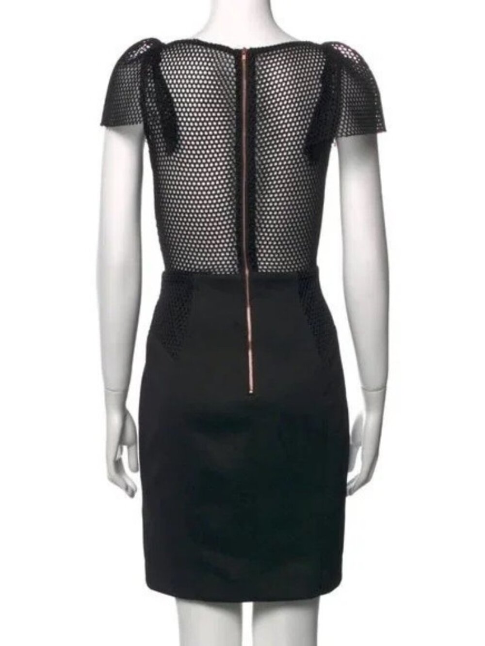 MILLY black dress with mesh netting back and cap sleeve sz 2